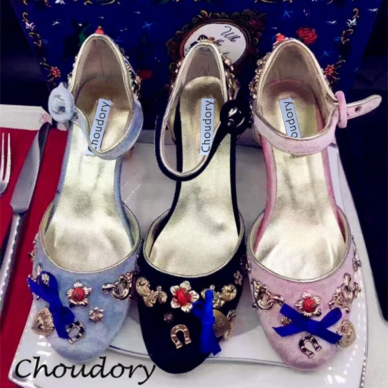 

Choudory Colorful Wedding Shoes Spring Summer Butterfly-knot Metal Decoration Woman Shoes Attractive Sweety Style Zapatos Mujer