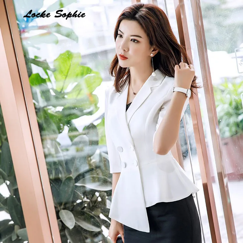 1pcs Women's Plus size Blazers coats 2019 Autumn cotton Splicing SIrregular mall Suits jackets ladies Skinny Blazers Suits coats