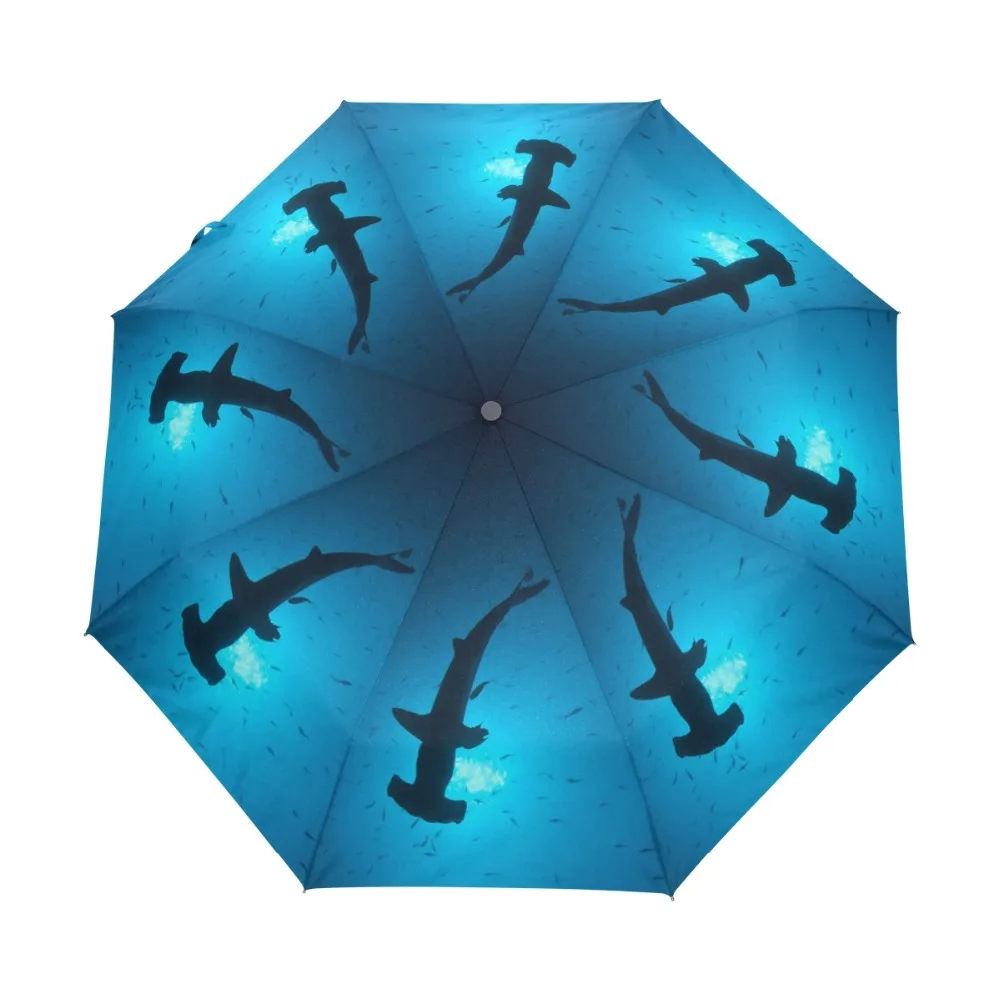 Scalloped Hammerhead Sharks Windproof Parasol Compact Sun Umbrella