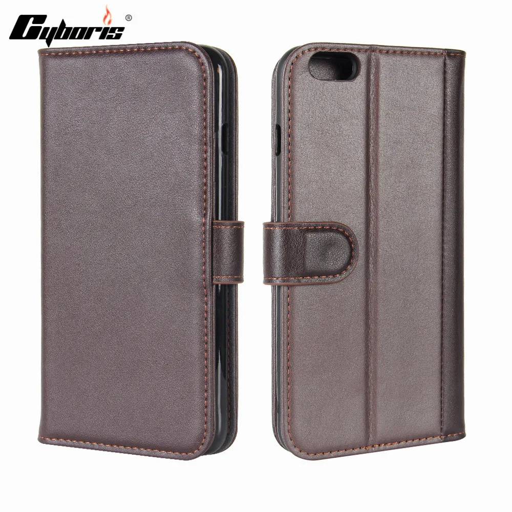 

CYBORIS for iphone 6 6s Case Genuine Real Cow Leather Case for iphone 6 6s Plus Flip Cover Wallet Stand