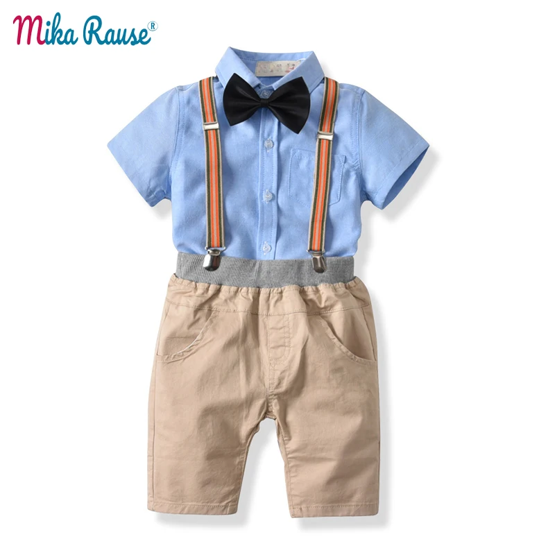 

4pcs New boy Summer Clothes set kids shorts white shirt+pants baby toddler boys clothing suites birthday gifts costume 2Y-8Y