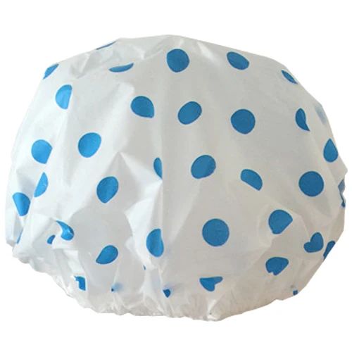

Wave point Thickening waterproof Shower cap blue