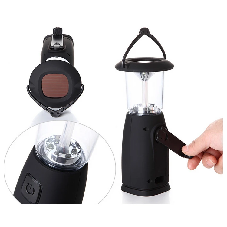 

High Quality AOTU 6-LED Hand powered Light Hand-Up Dynamo Solar Outdoor Camping Lantern Light Bright Lamp