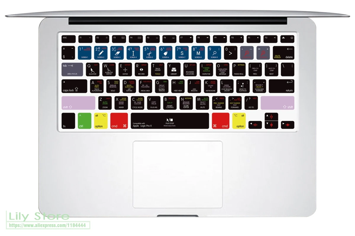 

US Final Cut Pro Logic Pro X Ableton Live Lightroom InDesign Shortcut Keyboard Skin Cover For Macbook Pro Air 13 15 A1278