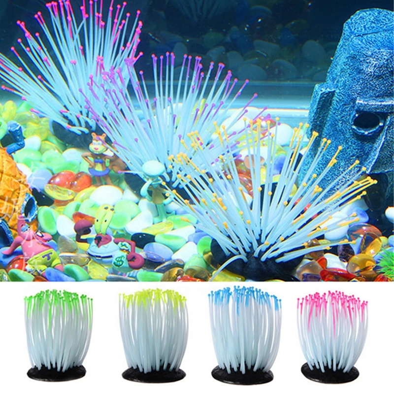 

Aquarium Fish Tank Luminous Sea Anemone Artificial Coral Ornament Decoration