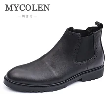 MYCOLEN Роскошные Дизайнерские мужские кожаные ботинки мужские Ботильоны популярная повседневная обувь высококачественные уличные ботинки Bota Masculina