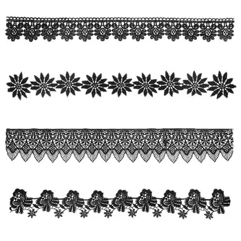 

1 Yard Black Flower Pattern Embroidery Lace Applique Trim Wedding Bridal Dress DIY Sewing Clothing Decoration Accessories