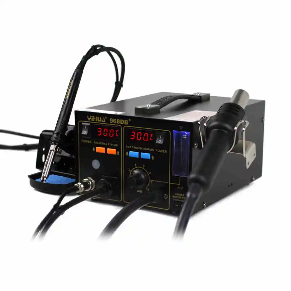 

110V/220V EU/US PLUG 3 in 1 SMD Rework Station YIHUA 968DB+ Soldering Station BGA Rework Station With Smoke Absorber