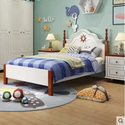 Children Beds kids Furniture blue and white solid wood kids beds child bed chambre bebe European style hot new boys beds 120*200 Children Beds kids Furniture blue and white solid wood kids beds child bed chambre bebe European style hot new boys beds 120*200
