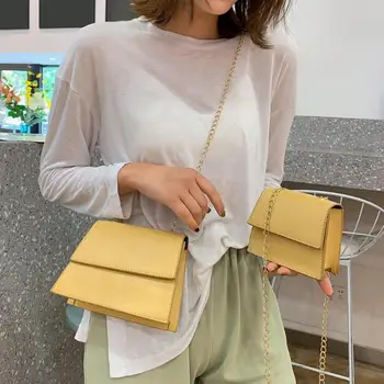 

Women Mini Chain Flap Crossbody Bag Ladies Fashion Small Solid Color PU Leather Shoulder Messenger Handbag Female bolsa feminina