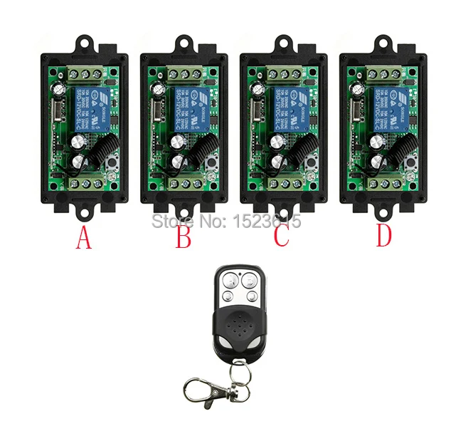 

DC12V 1CH 10A RF Wireless Remote Control Switch System teleswitch1 transmitter & 4 receiver relay Receiver Smart Home Switch