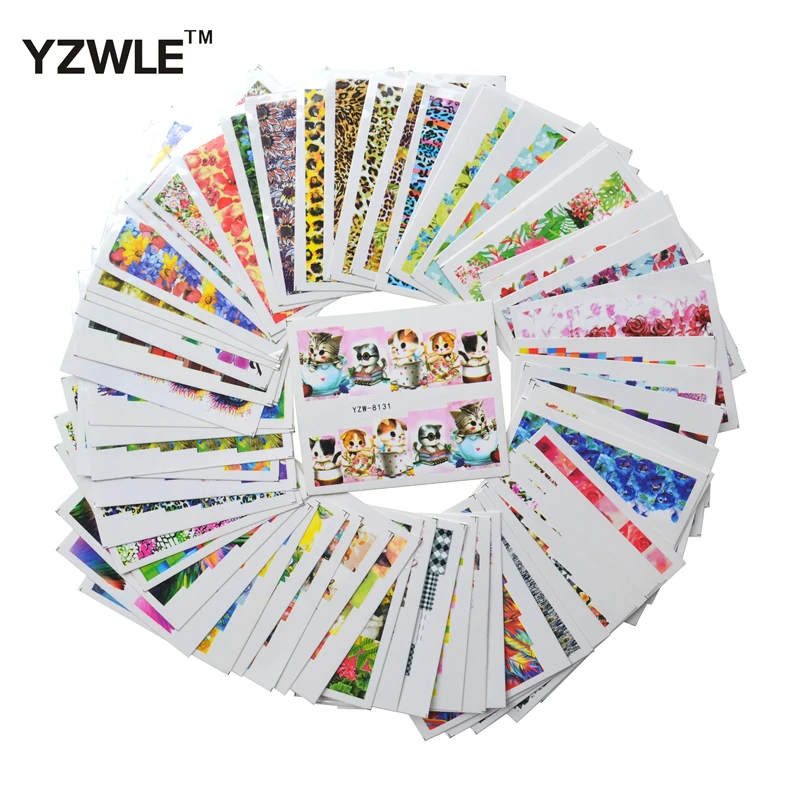 

YZWLE 62 Sheets DIY Decals Nails Art Water Transfer Printing Stickers Accessories For Manicure Salon