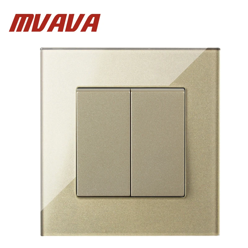 MVAVA Luxury 2 Gang 1 Way Intermediate High End Crystal Glass 110 250V