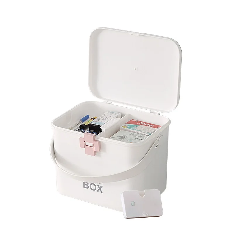 

Household Large Capacity Double-layer Portable Medical Kit Child First-aid Kit Drug Storage Medicine Box Send 6 Small Pill Box