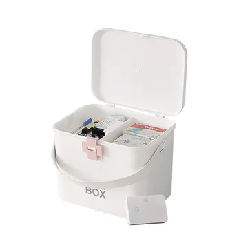 

Household Large Capacity Double-layer Portable Medical Kit Child First-aid Kit Drug Storage Medicine Box Send 6 Small Pill Box