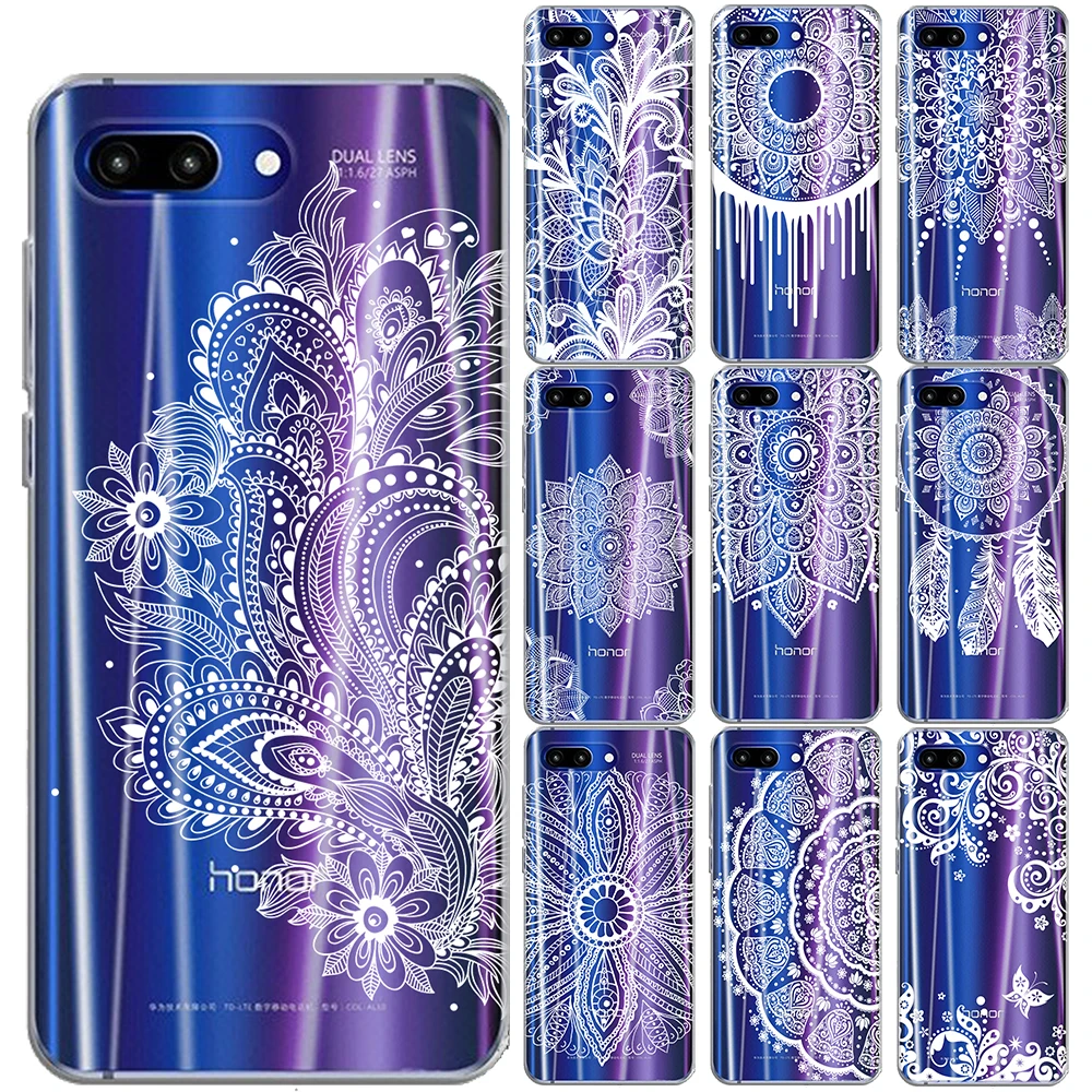 Белый кружевной Цветочный Мягкий чехол из ТПУ для Huawei Honor 9 10 Lite View 20 8X 8C 7A Y5 Y6 II Y3 Y7