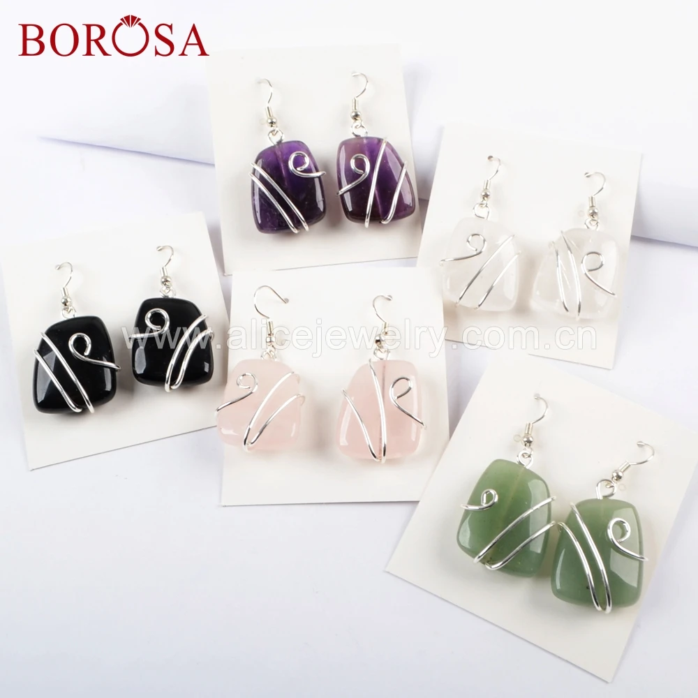 BOROSA 5/10 пар серебряного цвета множество драгоценных камней проволока обернутые