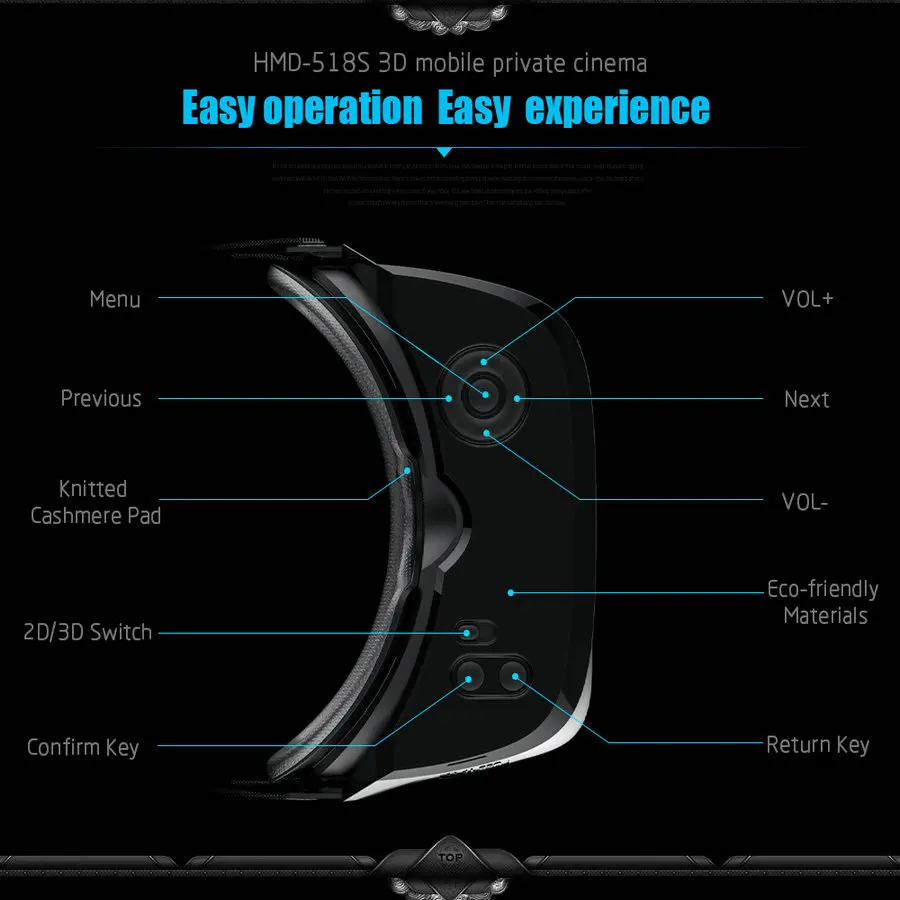 VR очки Виртуальная реальность HMD-518 1080P 3D видео кино игры очки частный мобильный кинотеатр персональный кинотеатр игра фильм+ 8G TF