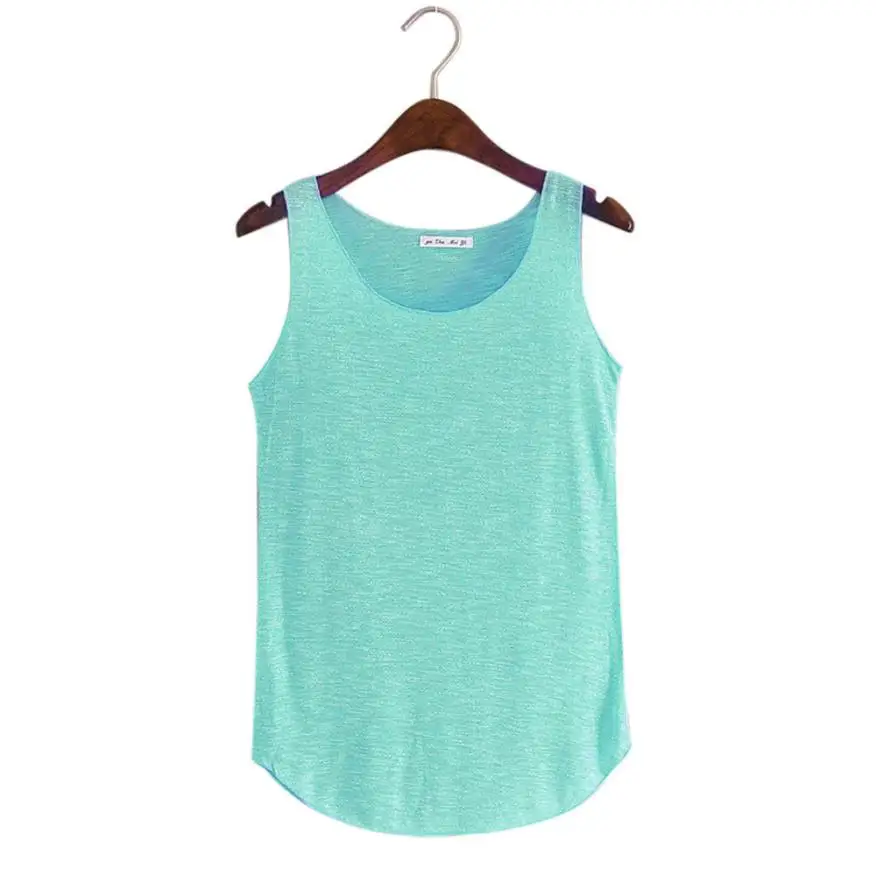Для женщин Летняя майка без рукавов шею свободные майки жилет Camisetas Mujer# B0 - Цвет: Зеленый