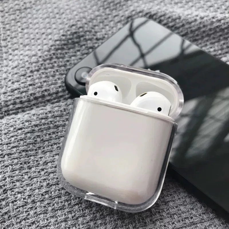 

For Airpods Case Transparent PC Cover For Airpods 1 Hard Sleek Simple Style Protective Case Fit 1:1 i60 i30 i10 i12 Case
