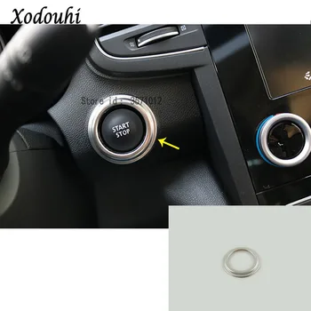 

For Renault Koleos 2017 2018 2019 2020 Car Styling Stainless Steel Trim Keys Start Engine Start Up Stop Ignition Key Ring Frame