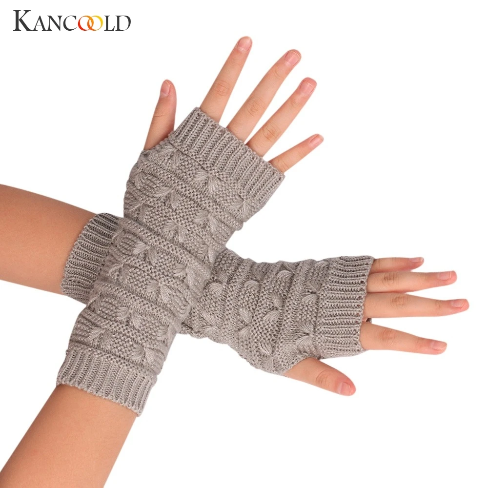 Женские вязаные перчатки без пальцев KANCOOLD зимние мягкие теплые унисекс