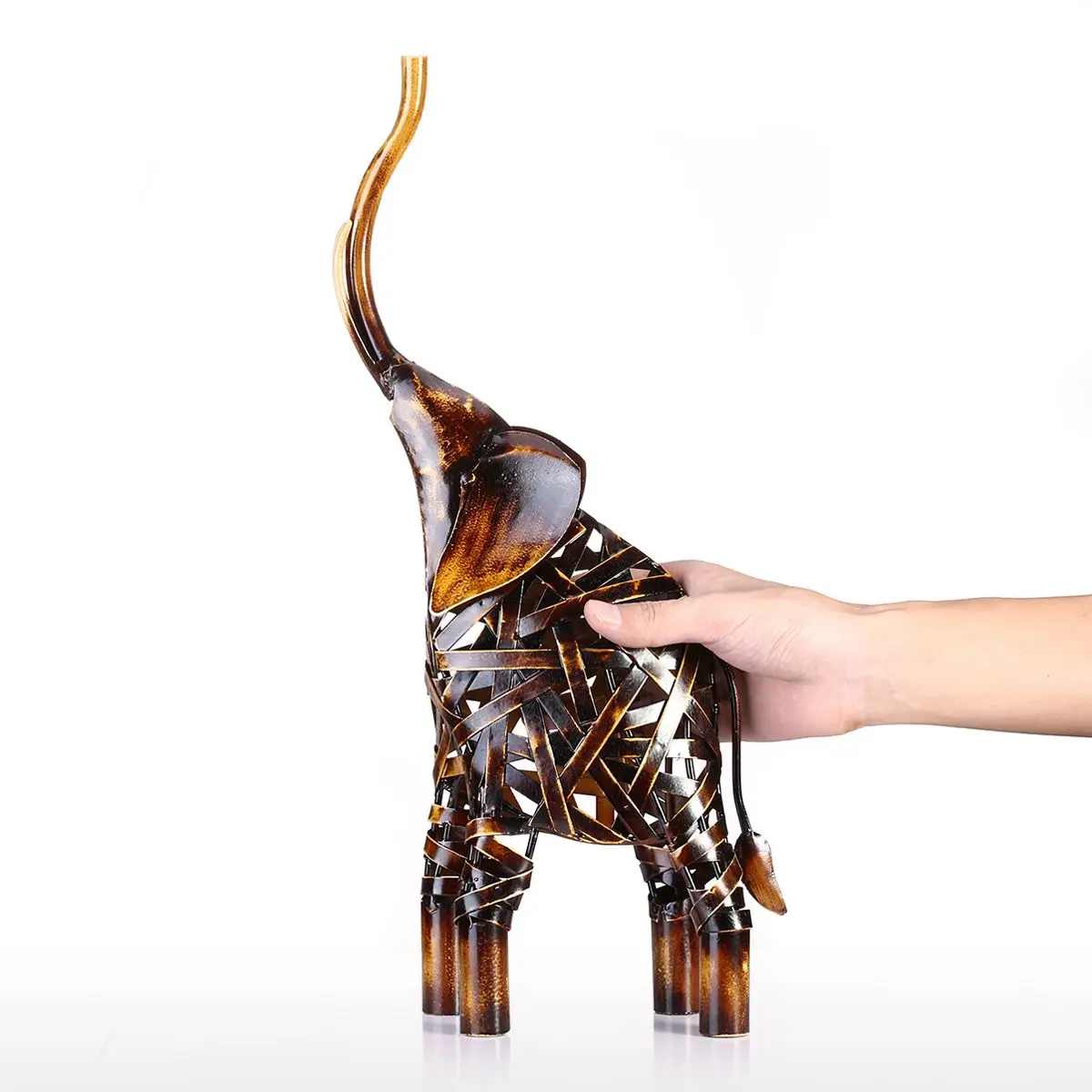 Tooarts Металлическая тканая фигурка слона железная фигурка домашний декор ремесла животное ремесло подарок для дома офиса