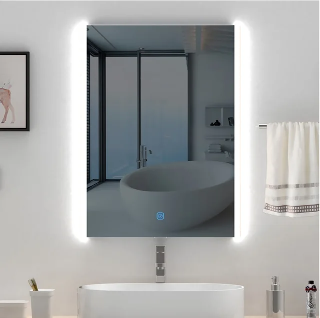 800x600mm LED Mirror / Bathroom Defogger Mirror /  Wet Location / 220V LED Lighted Mirror / Futuristic Chic Glossy