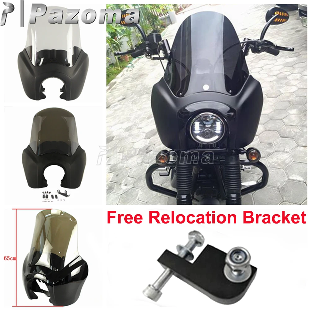 Smoke Motorcycle Custom Front Headlight Fairing Windshield for Harley Dyna Street/Fat Bob Low Rider FXR FXDXT 2006-2017