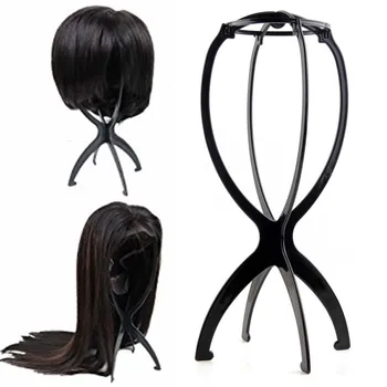 

Folding Plastic 1pc Black Wig Holders Wig Stand Portable 36cm * 16cm Plastic Stable Durable for Hair Salon Display Styling Tools