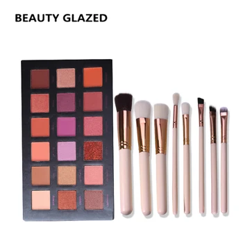 

BEAUTY GLAZED Eye Makeup 18Colors Professional Eyeshadow Natural Matte Shimmer Natural Palette Comestics with Makeup Brushes Set