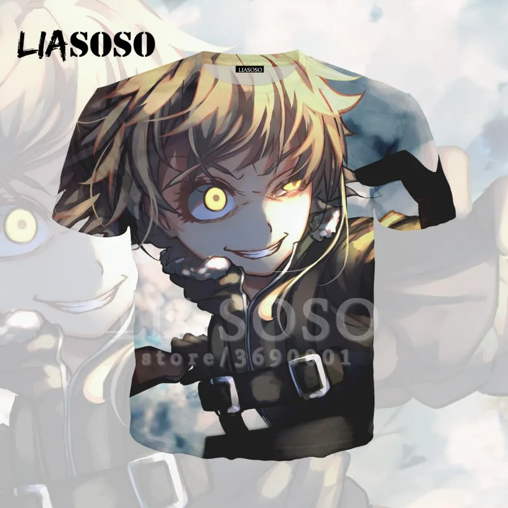 LIASOSO, 3D принт, для женщин и мужчин, японское аниме, Youjo Senki Tanya Degurechaff, футболка, летняя футболка, хип-хоп пуловер, короткий рукав, X1575