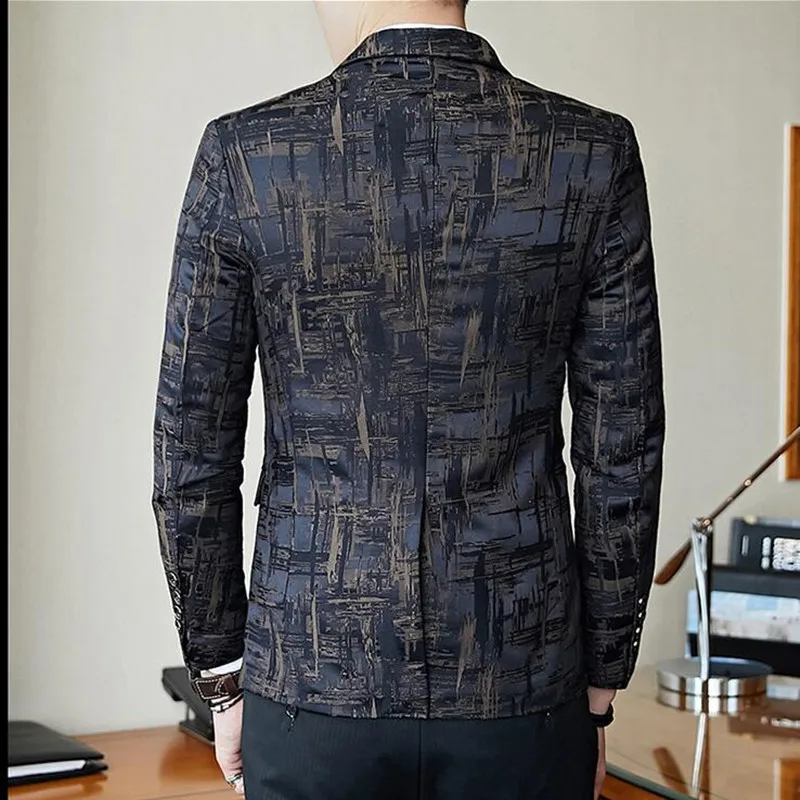 Striped Pattern Blazers Mens Slim Fit Blazer Slim Business Casual Male Stylish Spring Autumn Korean version Suit Jacket