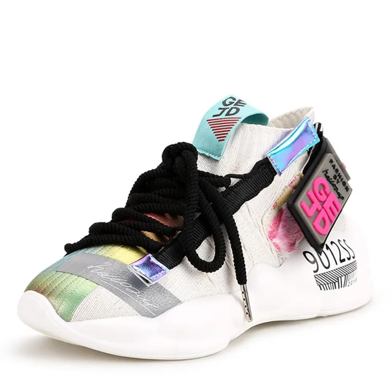 

2019 new best-selling simple fashion women's shoes spring trend color matching elastic socks casual women's shoes comfortable