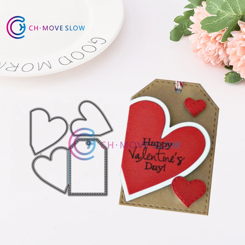 CH Cute Heart Tag трафарет металлические режущие штампы для скрапбукинга практика рукоделие DIY альбом декор карты Ремесло штампы