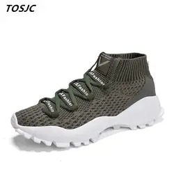 TOSJC человек моды Повседневное кроссовки на шнуровке Вулканизированная обувь мужская обувь человек плоские туфли Ближний Топ носок туфли