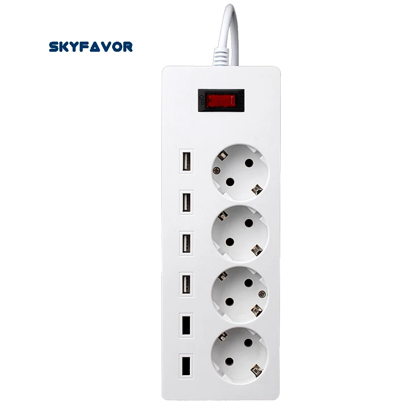 многофункции евро Сетевой фильтр питания с 6 USB порта и 4 розетки расширения для