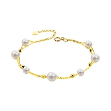 AINUOSHI, 18 К, желтое золото, натуральный культивированный пресноводный жемчуг, браслет, женский элегантный жемчужный браслет, ювелирное изделие, рождественский подарок