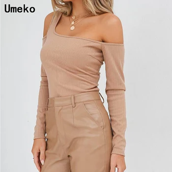 

Women's One Shoudler Sweater Strapless Sexy Pullover Long Sleeve Cashmere Slim Casual Autuwn Female Knitted Tops