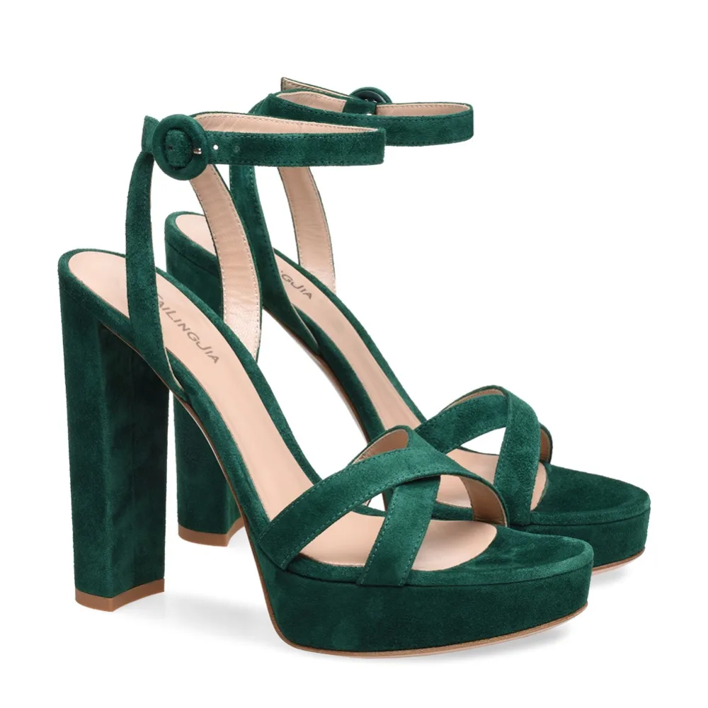 emerald green platform heels