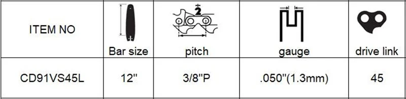 Шнур 12-дюймовая цепная пила цепные 3/" lp. 050" 45dl полу долото пильных цепей подходят для дома 136 137 235 240E