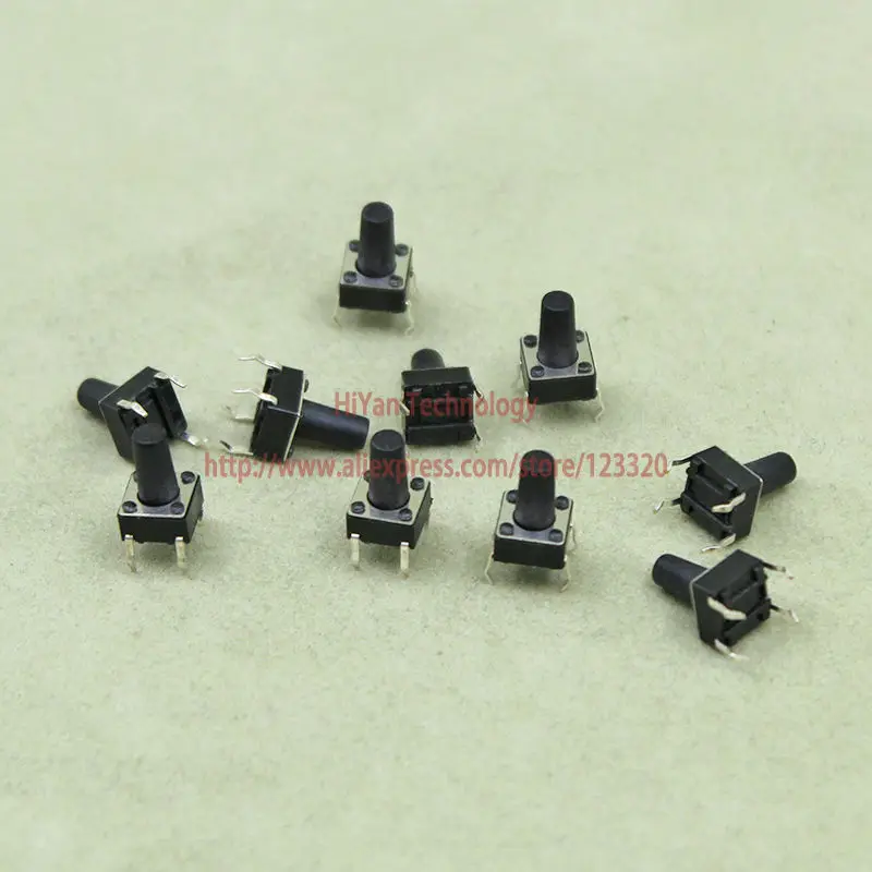 (100pcs/lot) Tact Switch 6*6*H10MM Tactile Push Button Switch Height