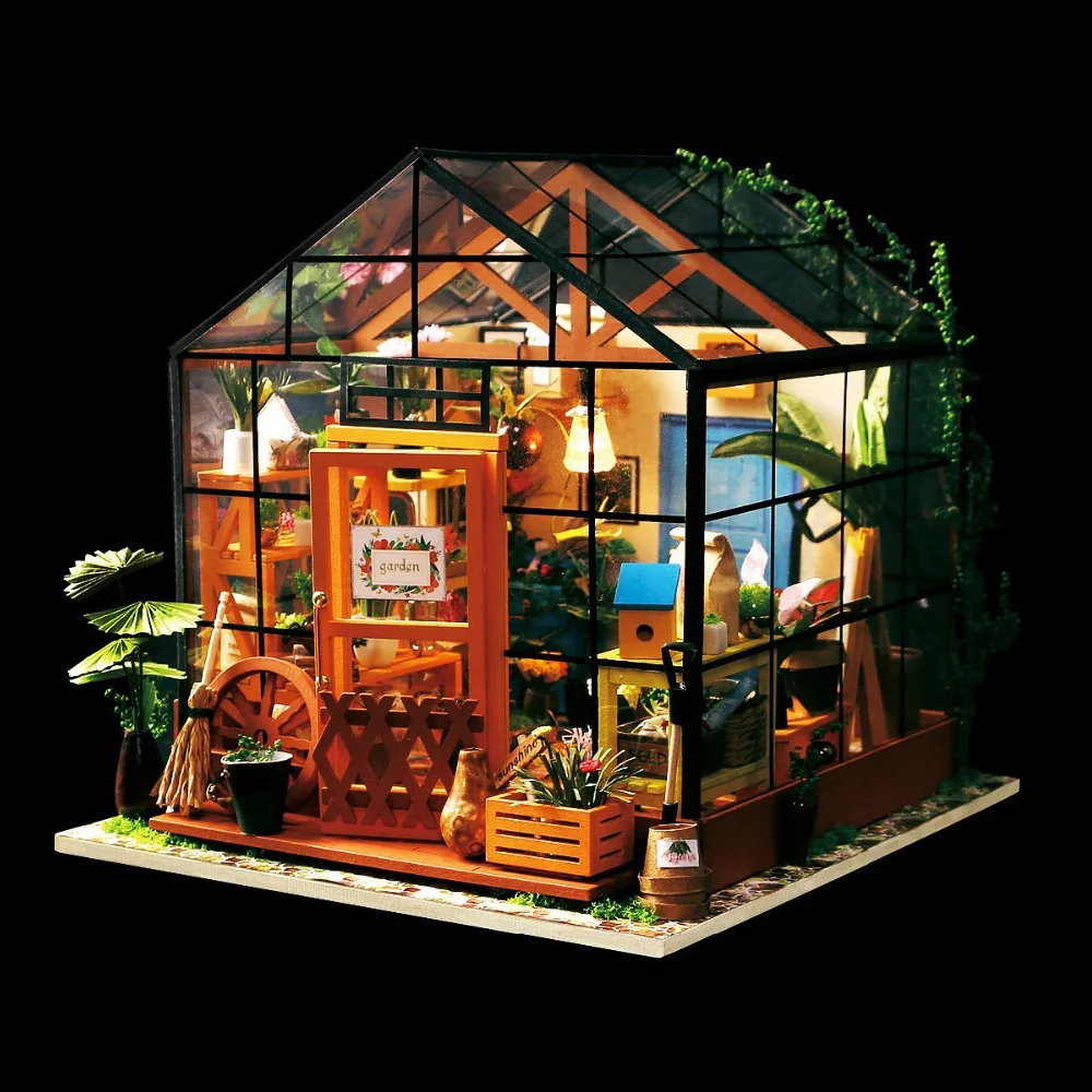 

Hot Robotime Miniature Doll House DG104 DIY Kathy's Green Garden with Furniture Children Adult Model Building Kits Dollhouse