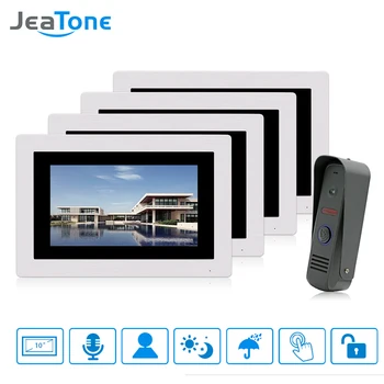 

JeaTone 7 Inch Touch Screen Wired Video Door Phone Doorbell Intercom Kit 1-camera 4-monitor Night Vision Security Camera