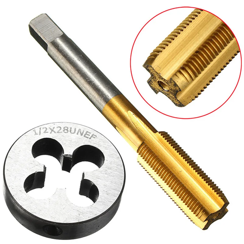 New 1/2 28 HSS Titanium Coated Tap & Round Die Set Right Hand Threading