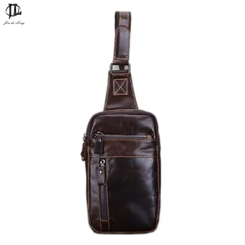 

2018 fashion Brand New Retro 100% Oil Waxed Genuine Leather Men Chest Pack Sling Shoulder Bag Travel Messenger Bags Rucksack