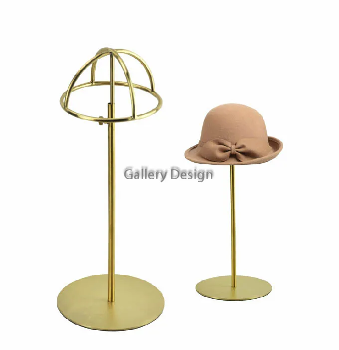 Best 5pcs Titanium Gold Polish Adjustable Height Hat Display Stand Metal Hat Cap Display Rack Holder hat holder rack
