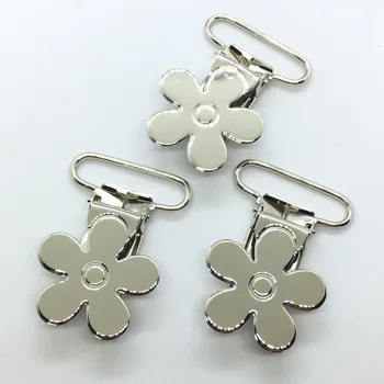 

25pcs SILVER Color Flower Suspender Clips Pacifier Clips