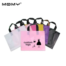 500 Pcs 38x45+10cm Custom Logo Shopping Handle Plastic Bag/clothing/gift Printed Logo Promotion Bag