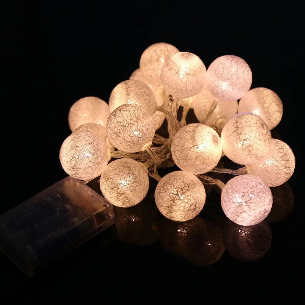 New 20 LED Cotton Ball LED Lighting String Garland Lights Wedding/Xmas/Halloween Party Lamp
